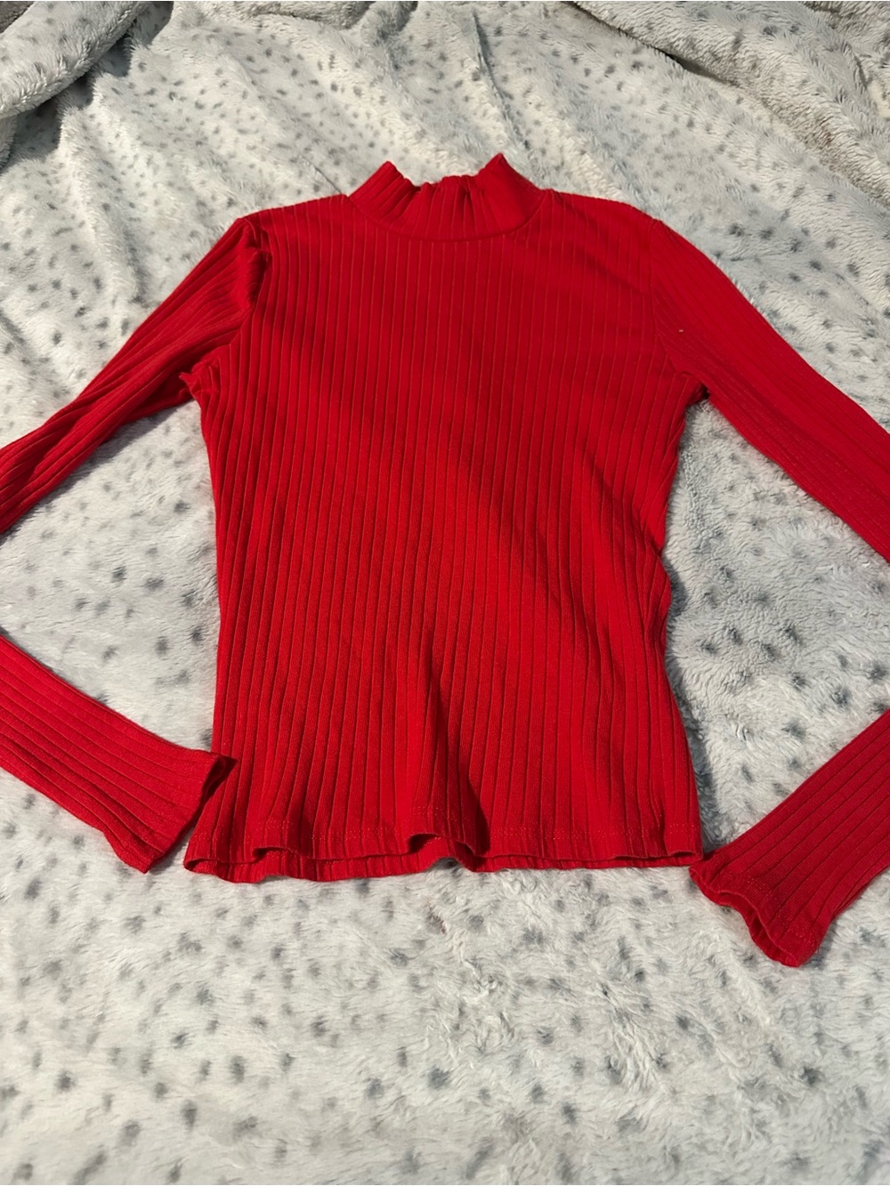 Tilly's Red Ribbed Long Sleeve Mock Neck Top NWOT